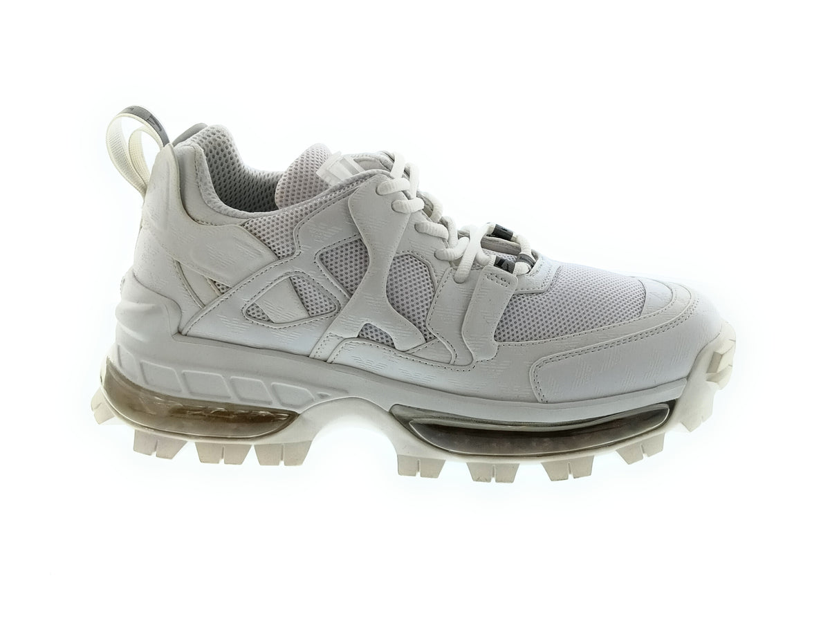 Emporio Armani Emporio Armani Men's White Mixed-Material Chunky Trail Sneakers-10