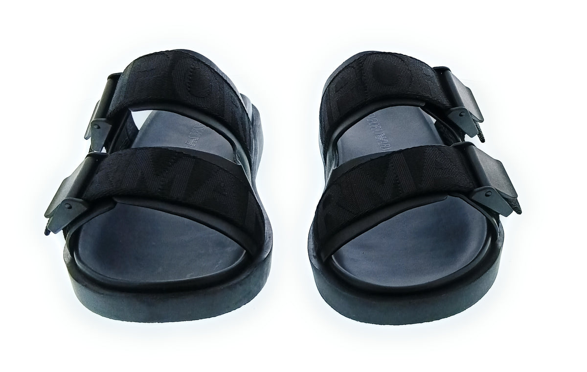 Emporio Armani Emporio Armani Men's Black Double-Strap Logo Sport Sandals-