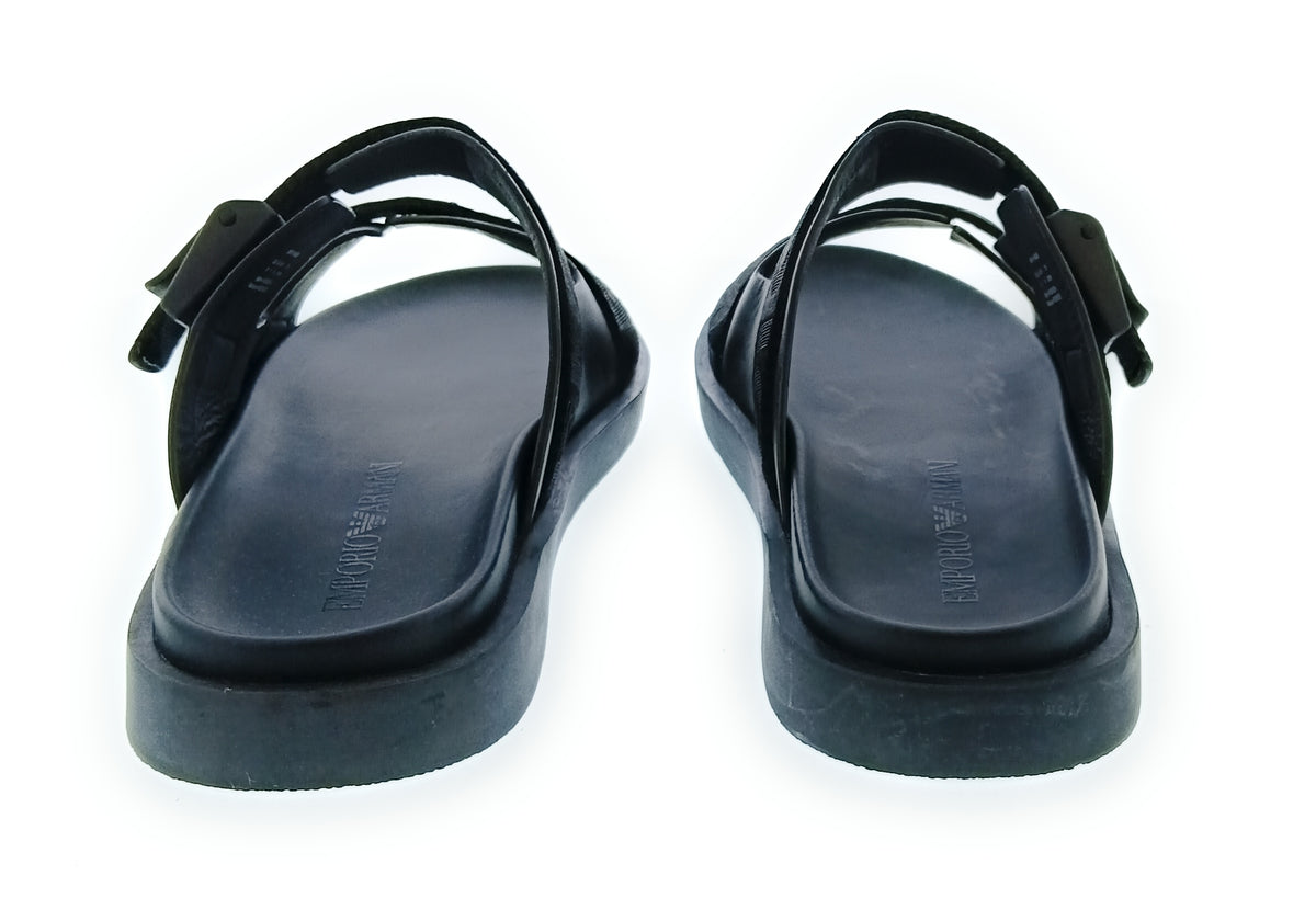 Emporio Armani Emporio Armani Men's Black Double-Strap Logo Sport Sandals-