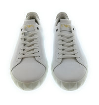 Emporio Armani Emporio Armani Men's White Leather Geometric-Sole Low-Top Sneakers-10