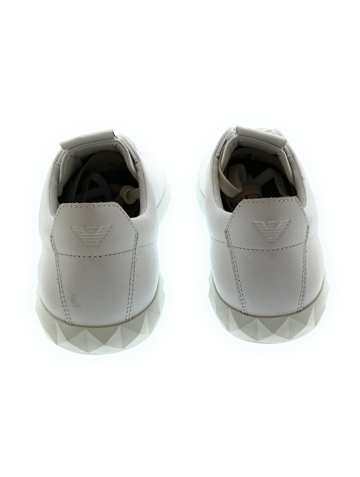 Emporio Armani Emporio Armani Men's White Leather Geometric-Sole Low-Top Sneakers-10