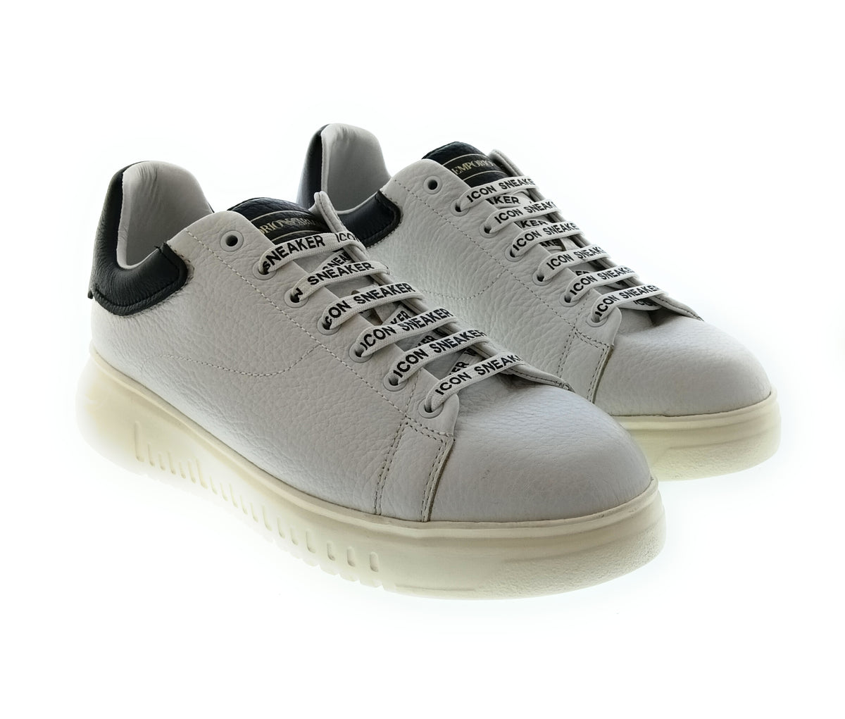 Emporio Armani Emporio Armani Men's White Black Icon-Lace Low-Top Sneakers-10