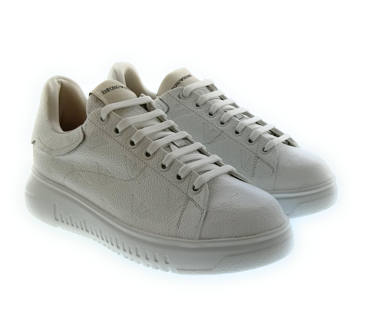 Emporio Armani Emporio Armani Men's White Tonal Eagle Logo Low-Top Sneakers-7