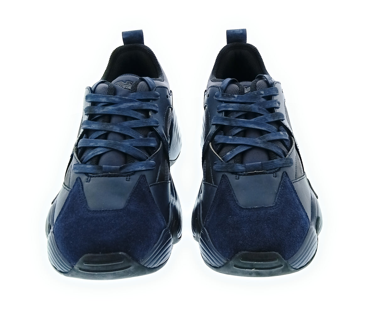 Emporio Armani Emporio Armani Men's Blue Green Mixed-Material Chunky Sneakers-10