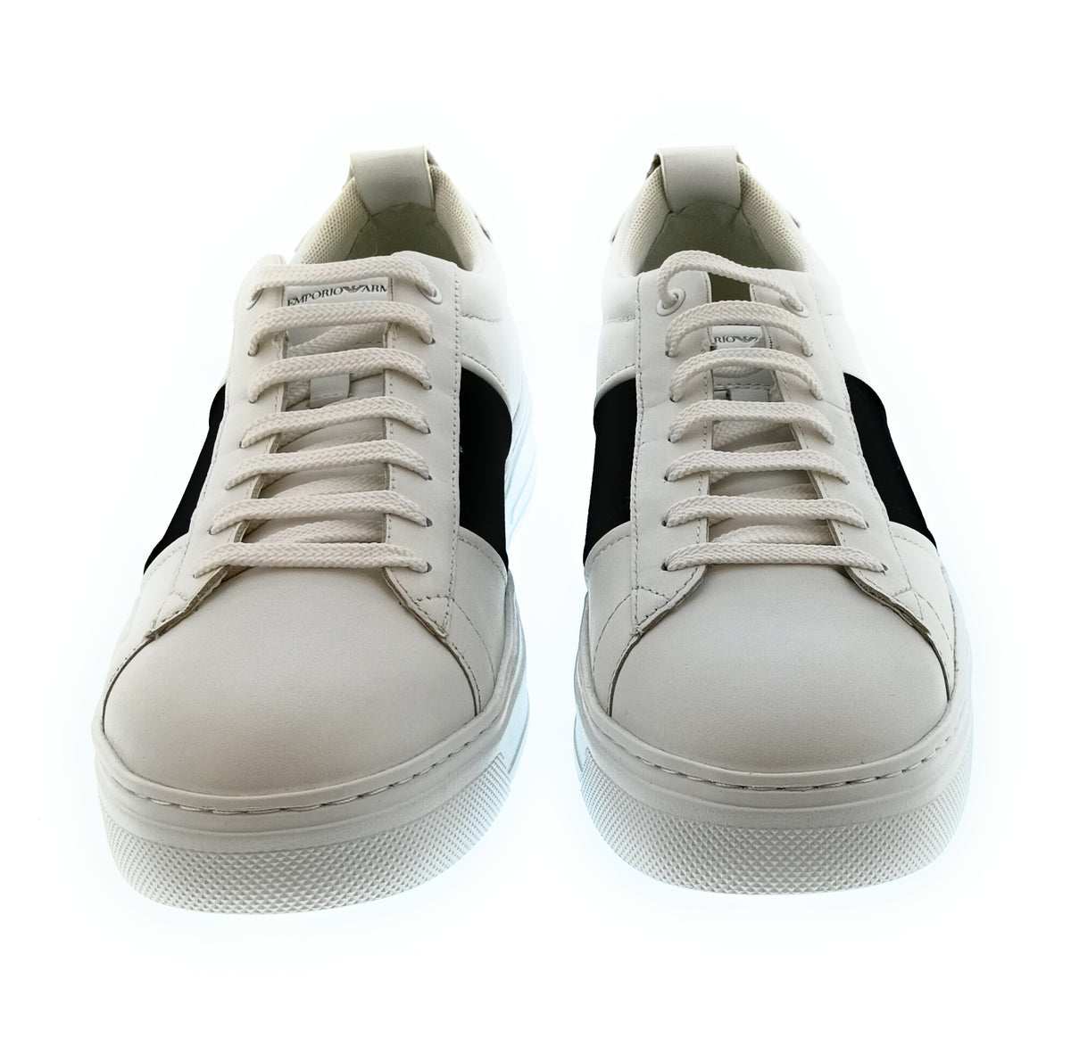 Emporio Armani Emporio Armani Men's White Black Contrast-Panel Low-Top Sneakers-10
