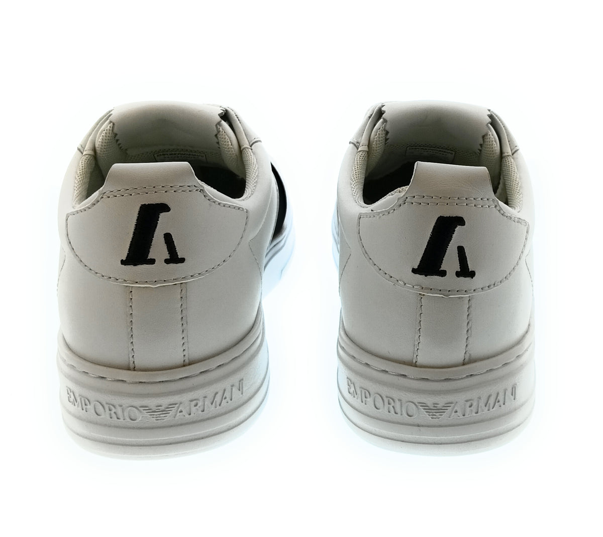 Emporio Armani Emporio Armani Men's White Black Contrast-Panel Low-Top Sneakers-10