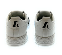 Emporio Armani Emporio Armani Men's White Black Contrast-Panel Low-Top Sneakers-10