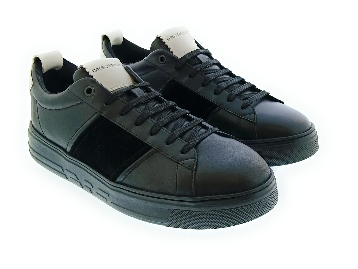 Emporio Armani Emporio Armani Men's Black Contrast-Panel Low-Top Sneakers-10