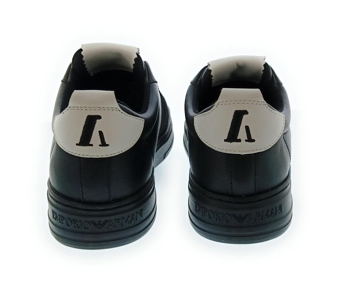 Emporio Armani Emporio Armani Men's Black Contrast-Panel Low-Top Sneakers-10