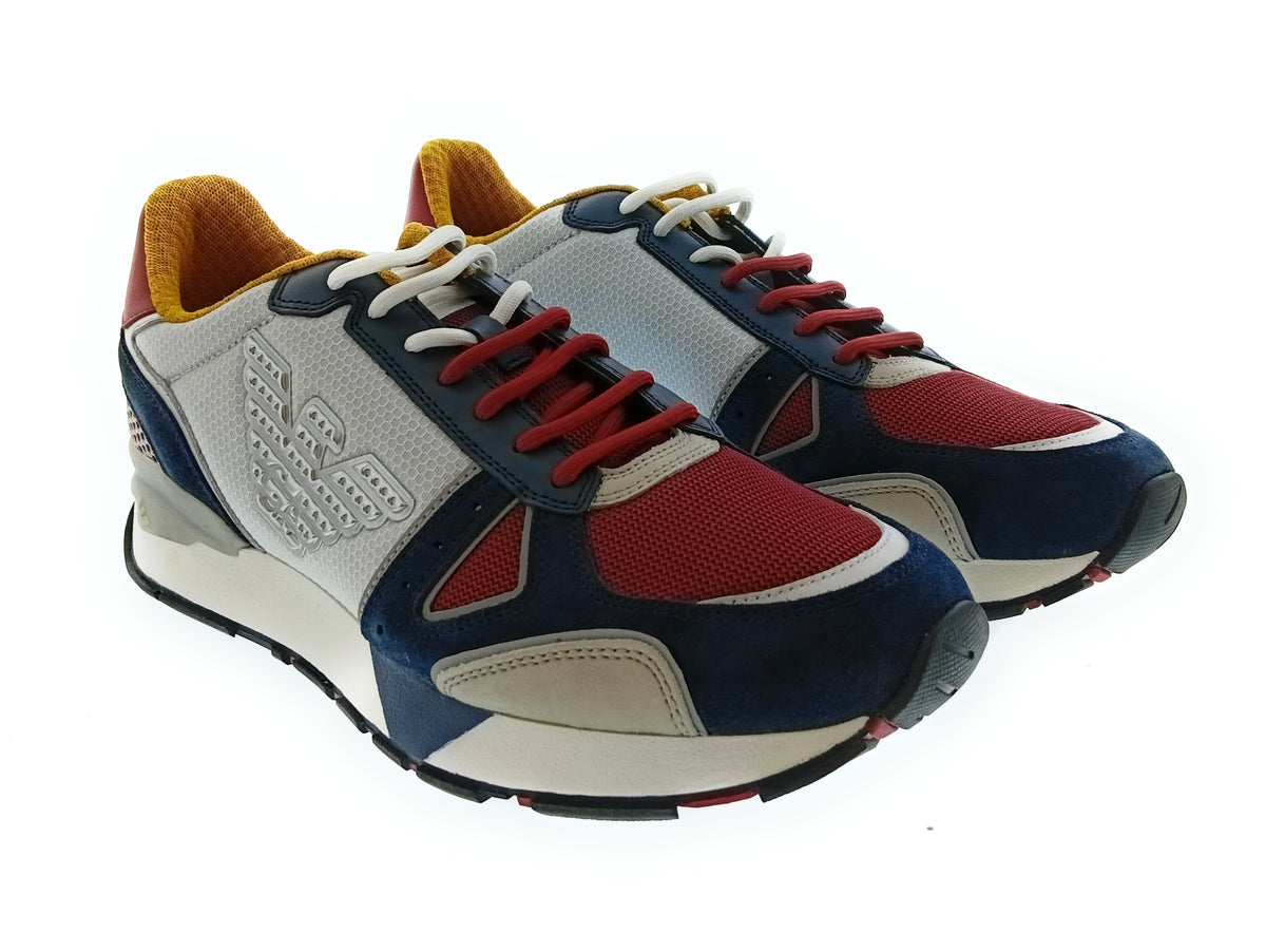 Emporio Armani Emporio Armani Men's Grey Multicolor Retro Runner Sneakers-10