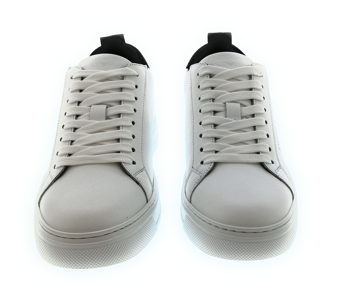 Emporio Armani Emporio Armani Men's White Black Logo Low-Top Sneakers-