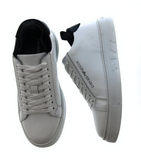 Emporio Armani Emporio Armani Men's White Black Logo Low-Top Sneakers-