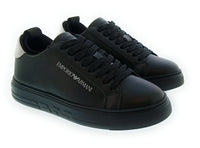 Emporio Armani Emporio Armani Men's Black White Logo Low-Top Sneakers-