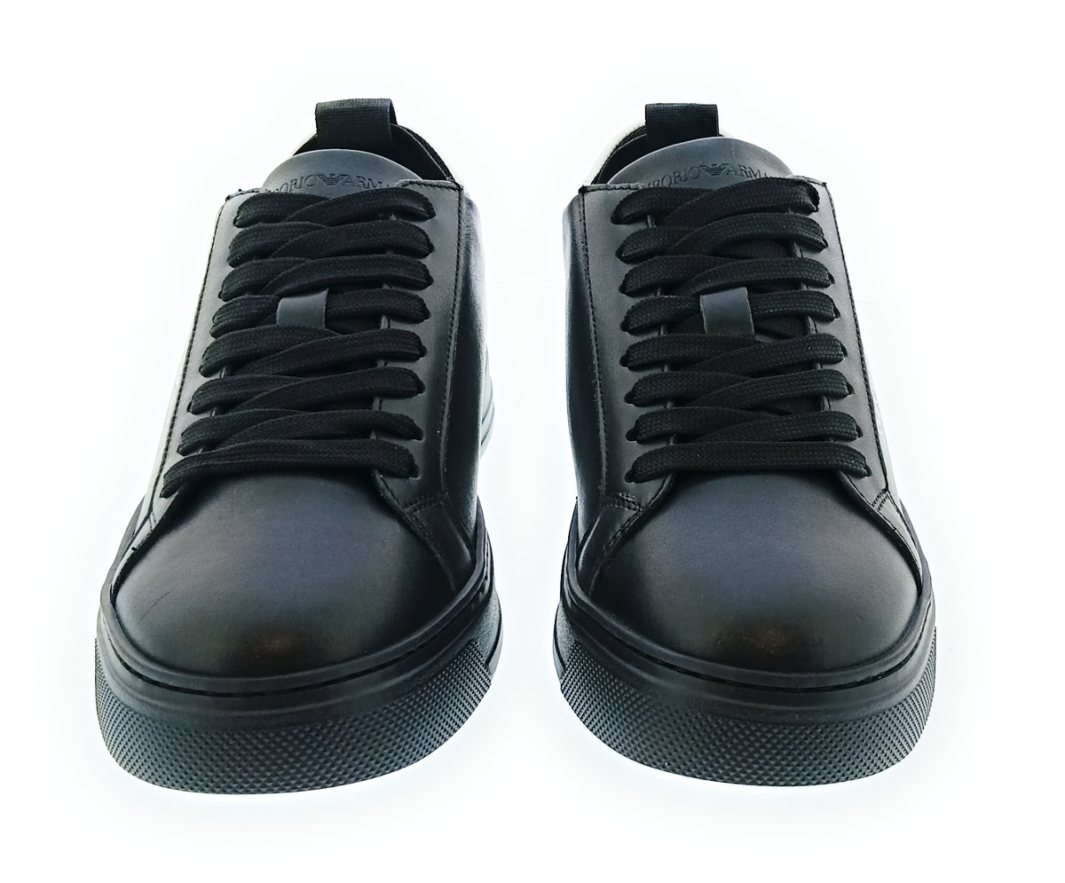 Emporio Armani Emporio Armani Men's Black White Logo Low-Top Sneakers-