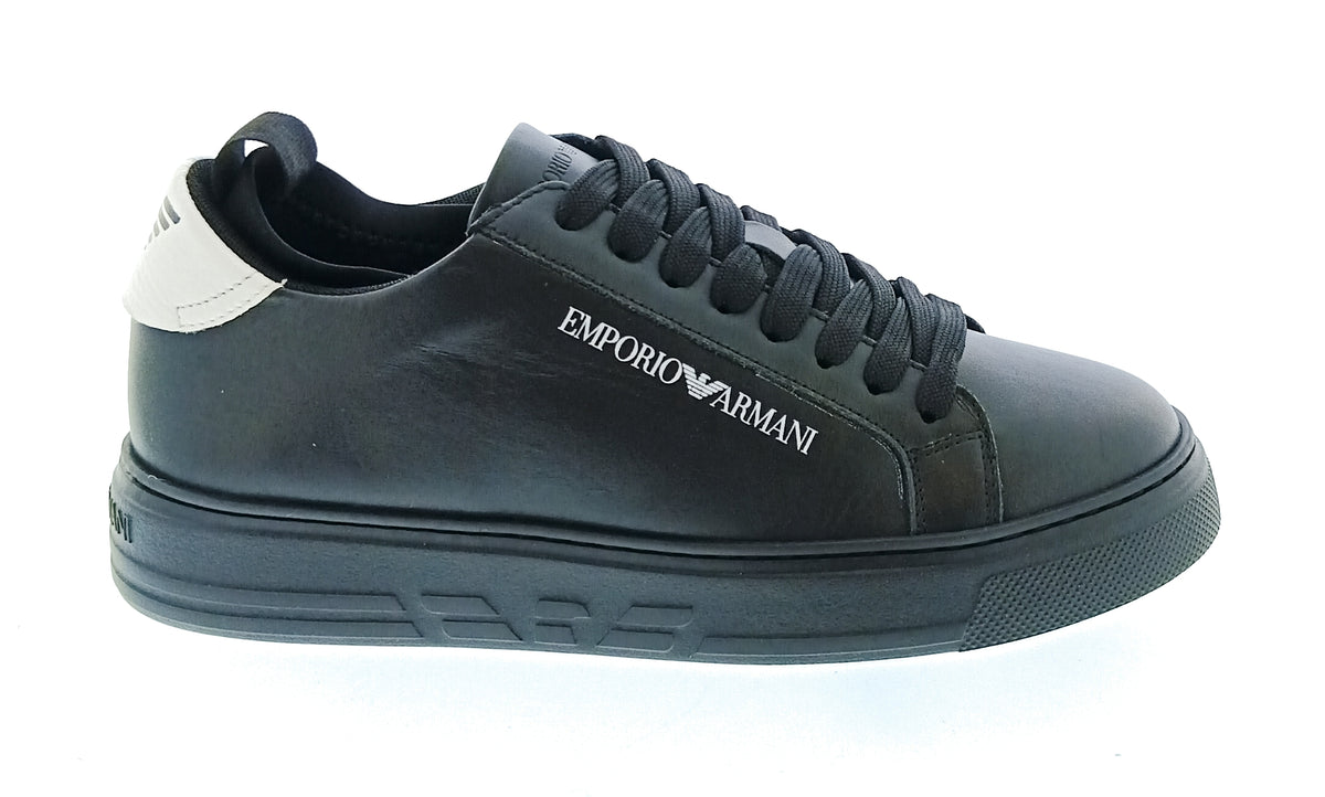 Emporio Armani Emporio Armani Men's Black White Logo Low-Top Sneakers-