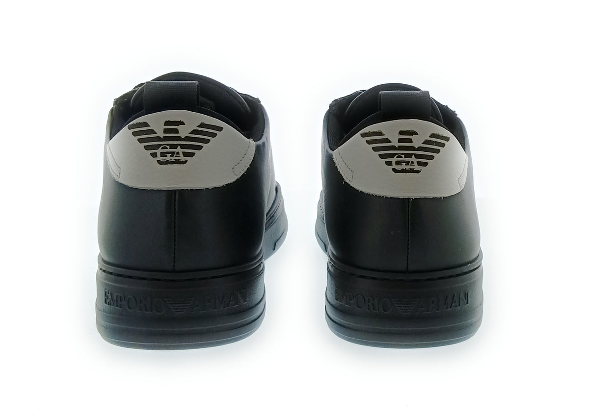Emporio Armani Emporio Armani Men's Black White Logo Low-Top Sneakers-