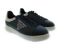 Emporio Armani Emporio Armani Men's Black White Typography Low-Top Sneakers-10