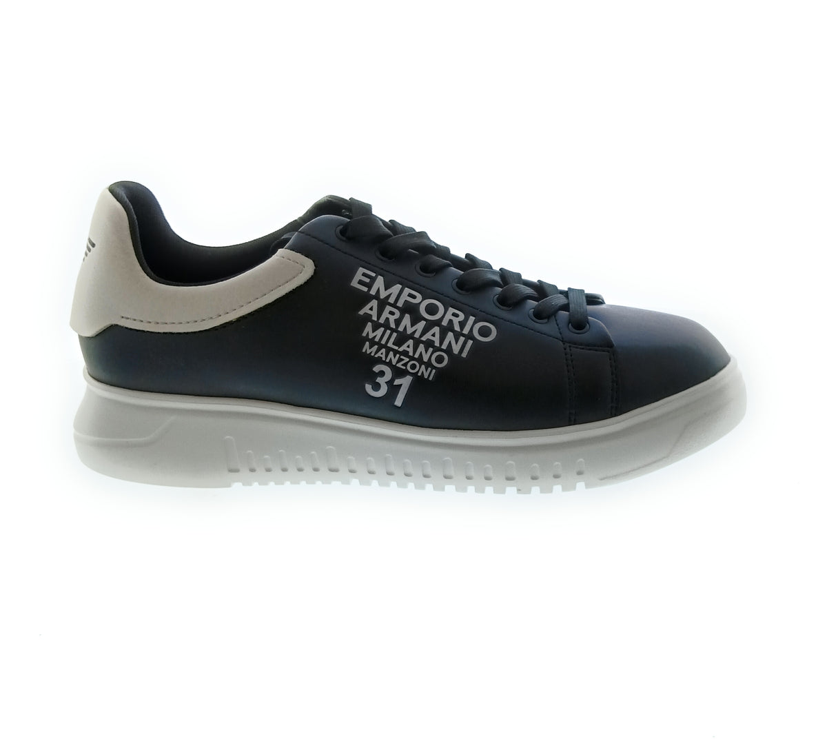 Emporio Armani Emporio Armani Men's Black White Typography Low-Top Sneakers-10
