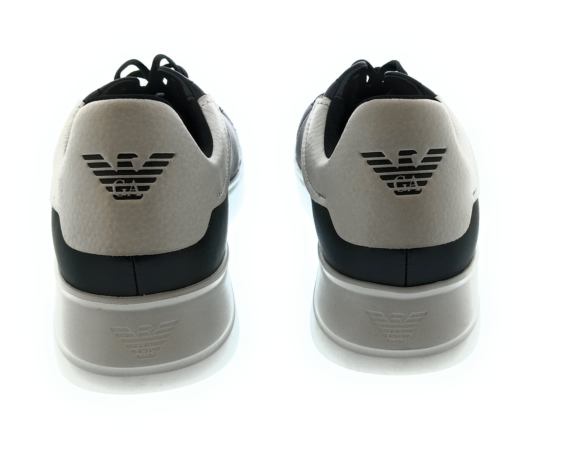 Emporio Armani Emporio Armani Men's Black White Typography Low-Top Sneakers-10