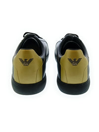 Emporio Armani Emporio Armani Men's Black Gold Leather Low-Top Sneakers-10