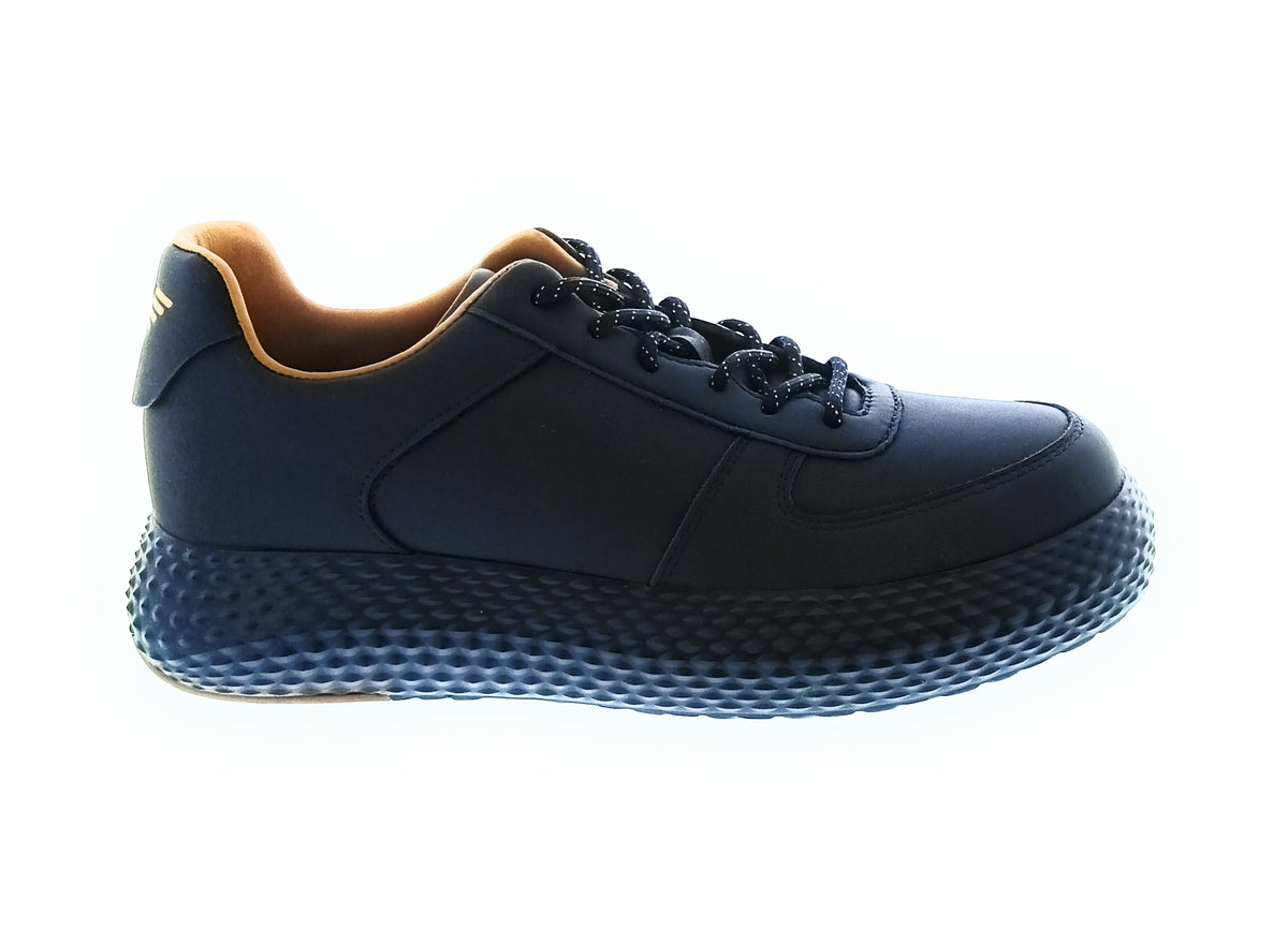 Emporio Armani Emporio Armani Men's Navy Leather Textured-Sole Low-Top Sneakers-10