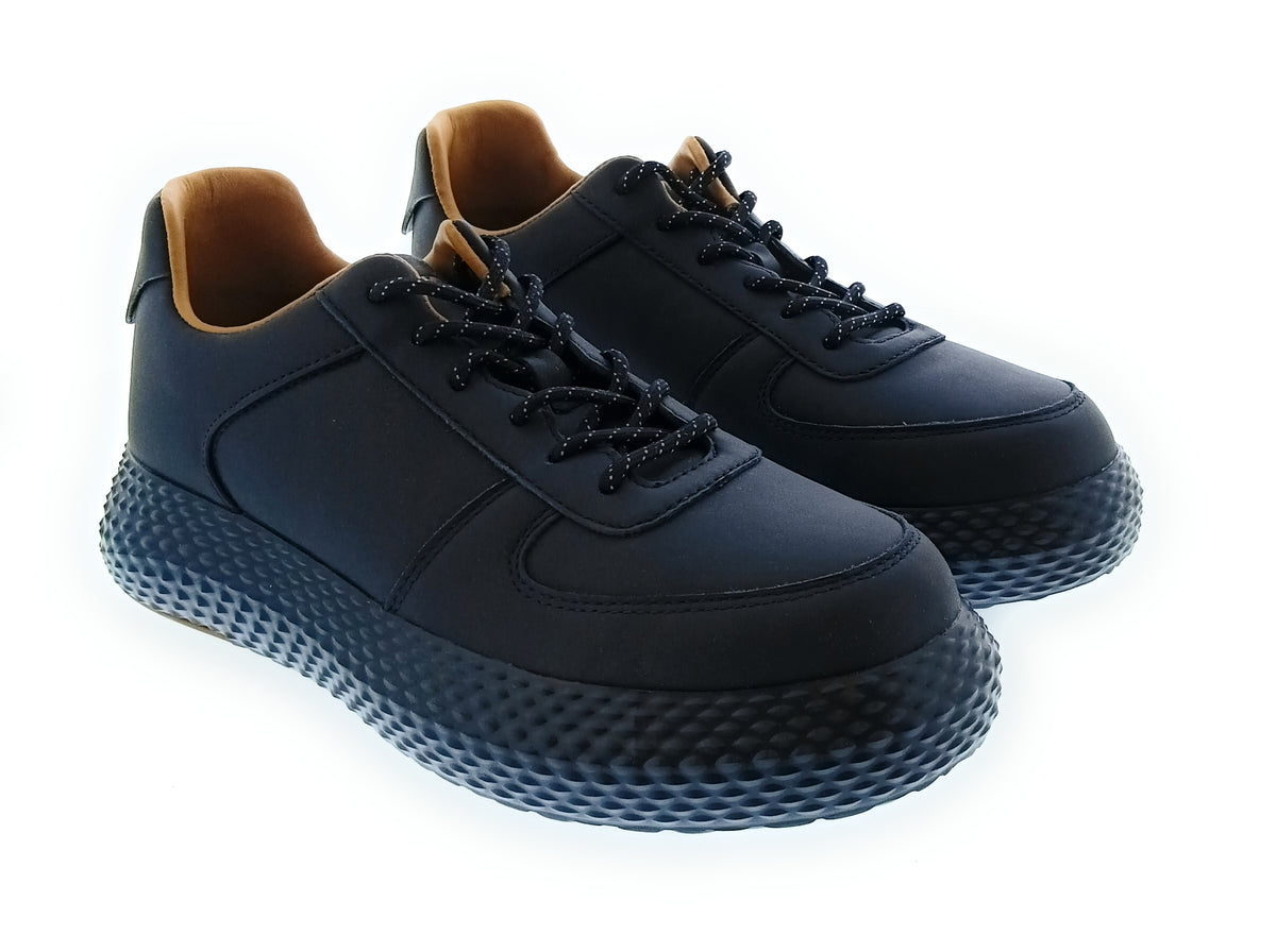 Emporio Armani Emporio Armani Men's Navy Leather Textured-Sole Low-Top Sneakers-10