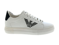 Emporio Armani Emporio Armani Men's White Black Eagle Logo Low-Top Sneakers-
