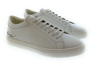 Emporio Armani Emporio Armani Men's White Signature-Script Leather Sneakers-
