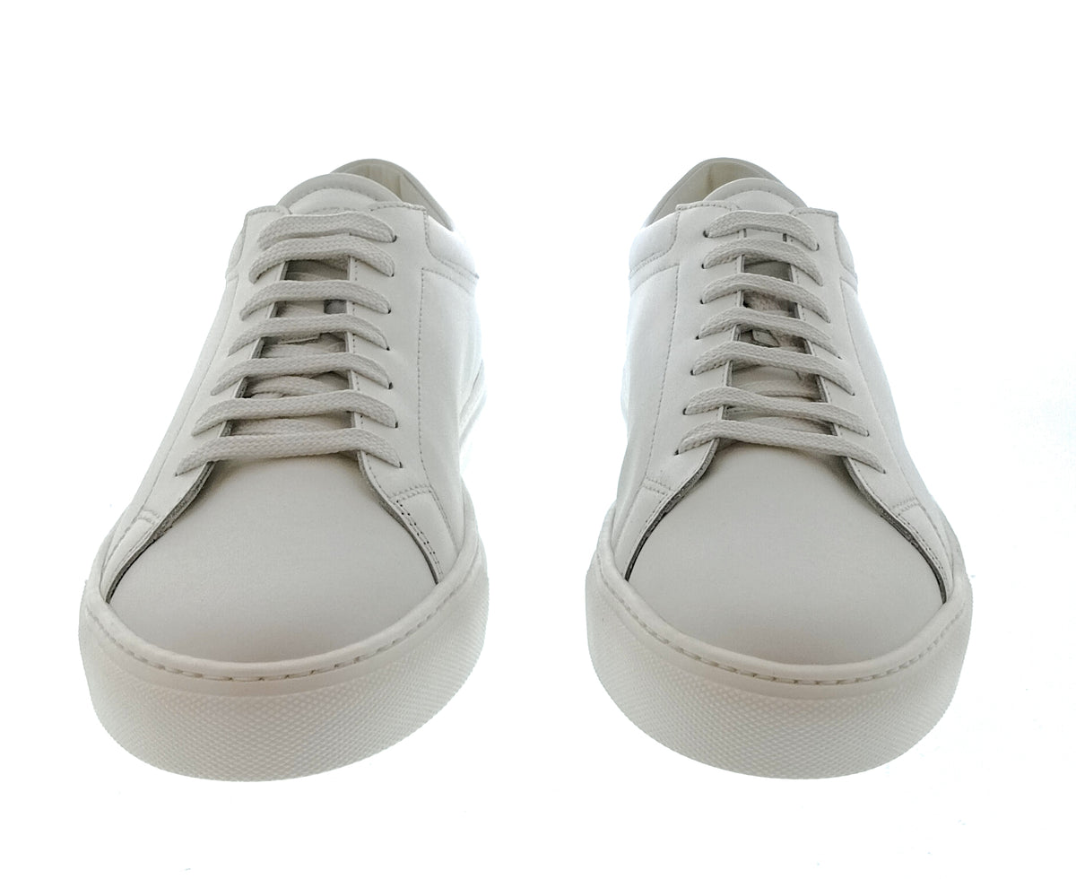 Emporio Armani Emporio Armani Men's White Signature-Script Leather Sneakers-