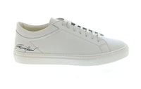 Emporio Armani Emporio Armani Men's White Signature-Script Leather Sneakers-