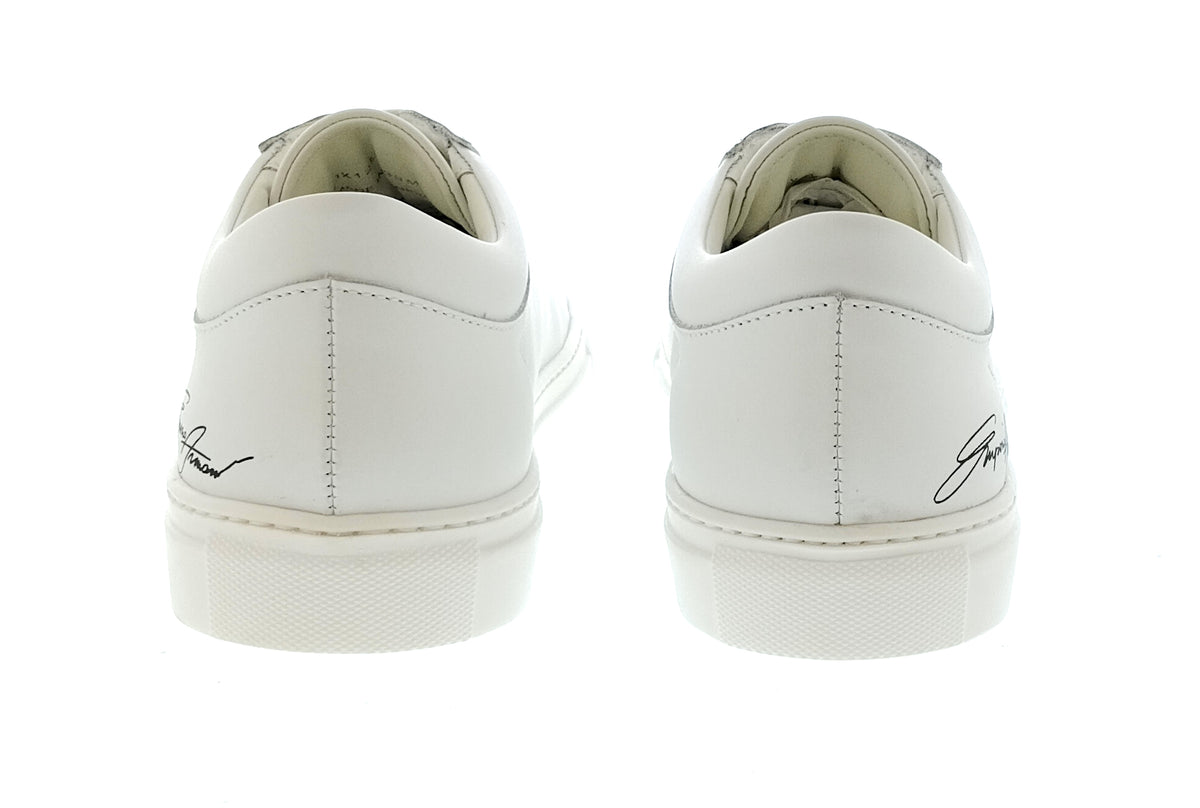Emporio Armani Emporio Armani Men's White Signature-Script Leather Sneakers-