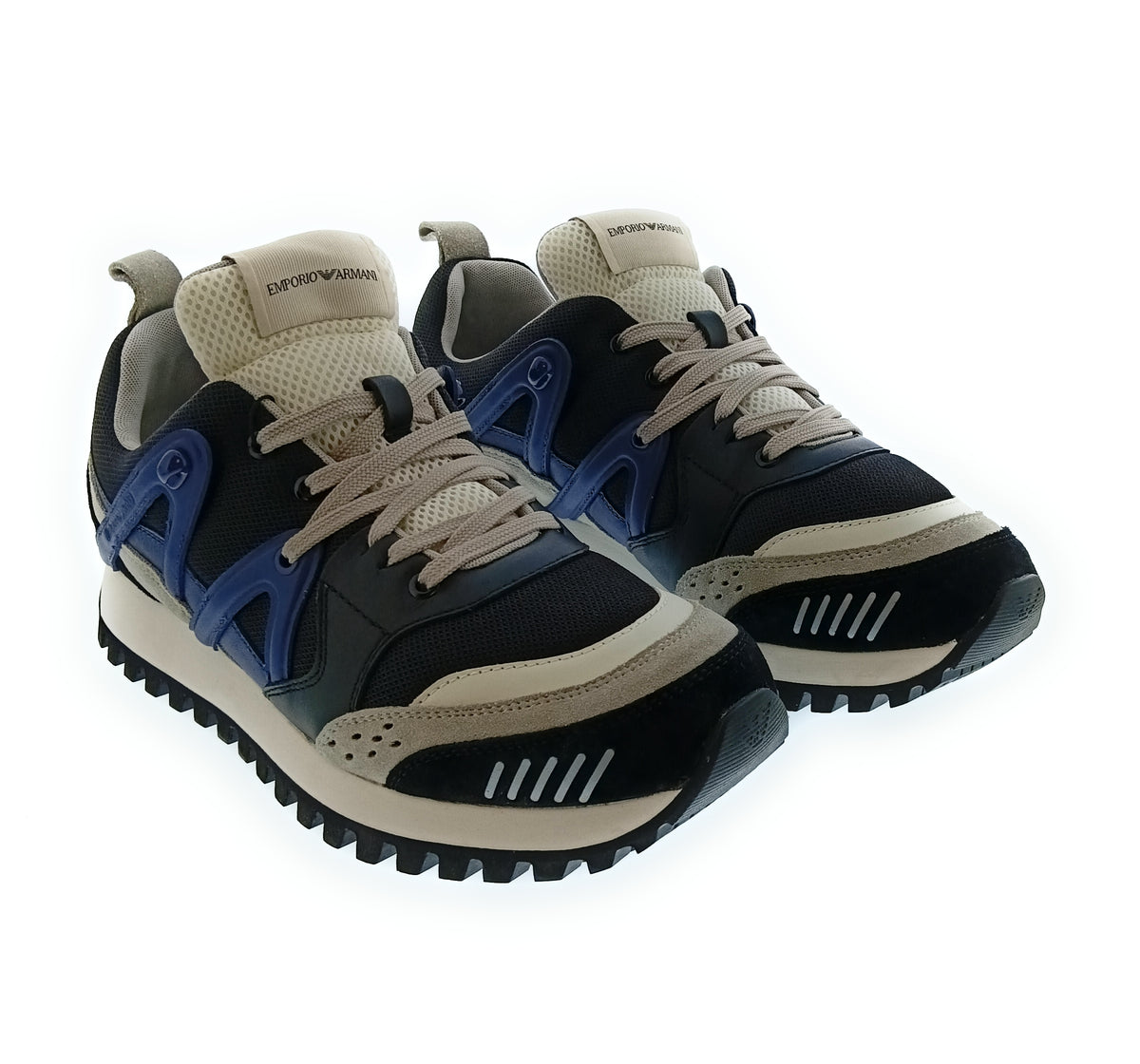Emporio Armani Emporio Armani Men's Black Blue Technical Runner Sneakers-10