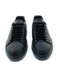 Emporio Armani Emporio Armani Men's Black Silver Leather Low-Top Sneakers-8.5