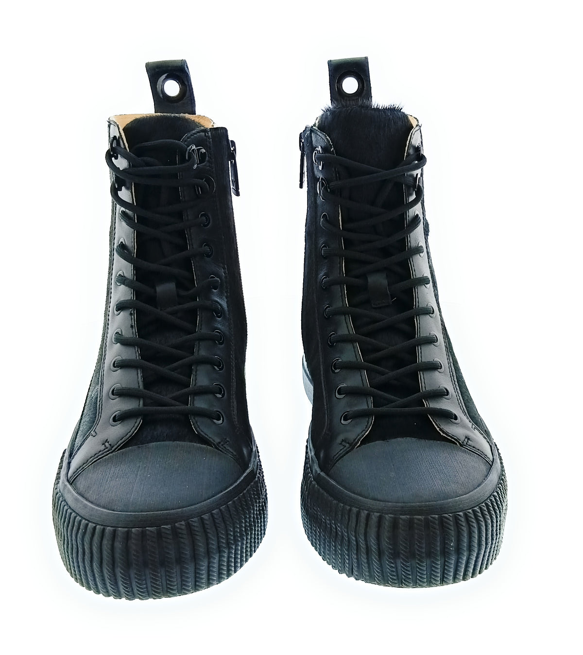 Emporio Armani Emporio Armani Men's Black Matte Blue High-Top Lace-Up Sneakers-10