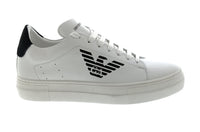 Emporio Armani Emporio Armani Men's White Black Eagle Logo Low-Top Sneakers-