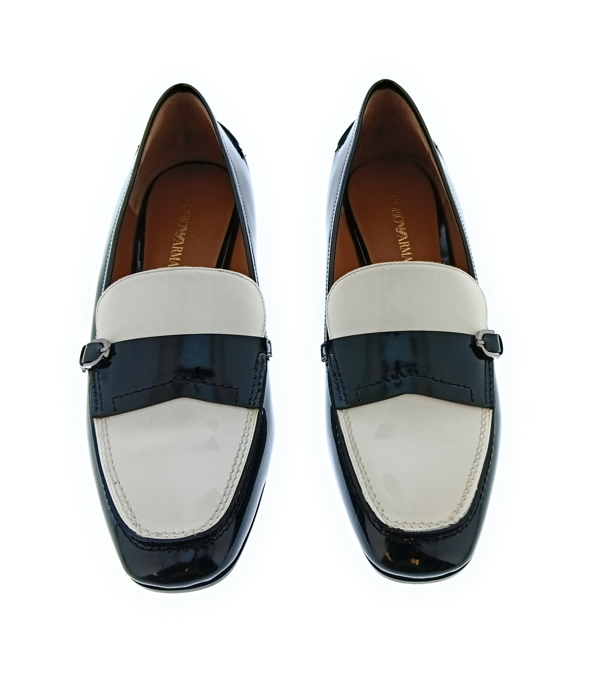 Emporio Armani Emporio Armani Women's Two-Tone Patent Leather Penny Loafers-6.5