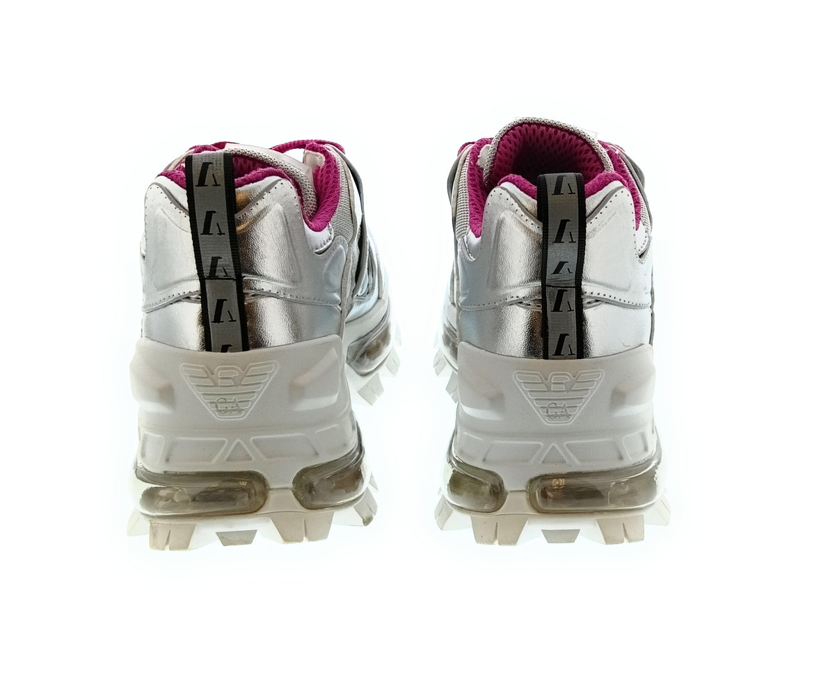 Emporio Armani Emporio Armani Women's Silver Chunky Trail Sneakers-6.5