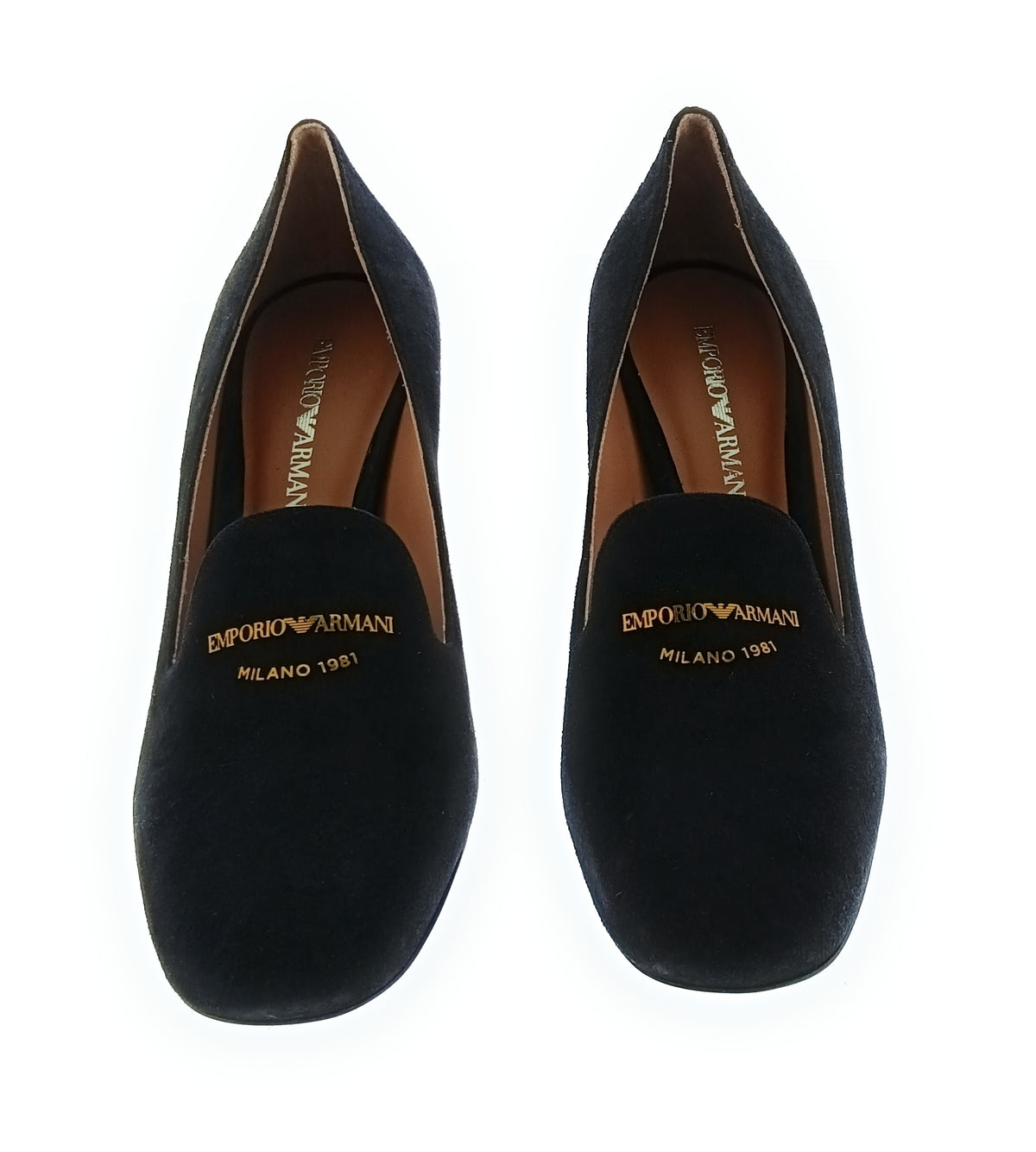 Emporio Armani Emporio Armani Women's Black Suede Block-Heel Pumps-6.5