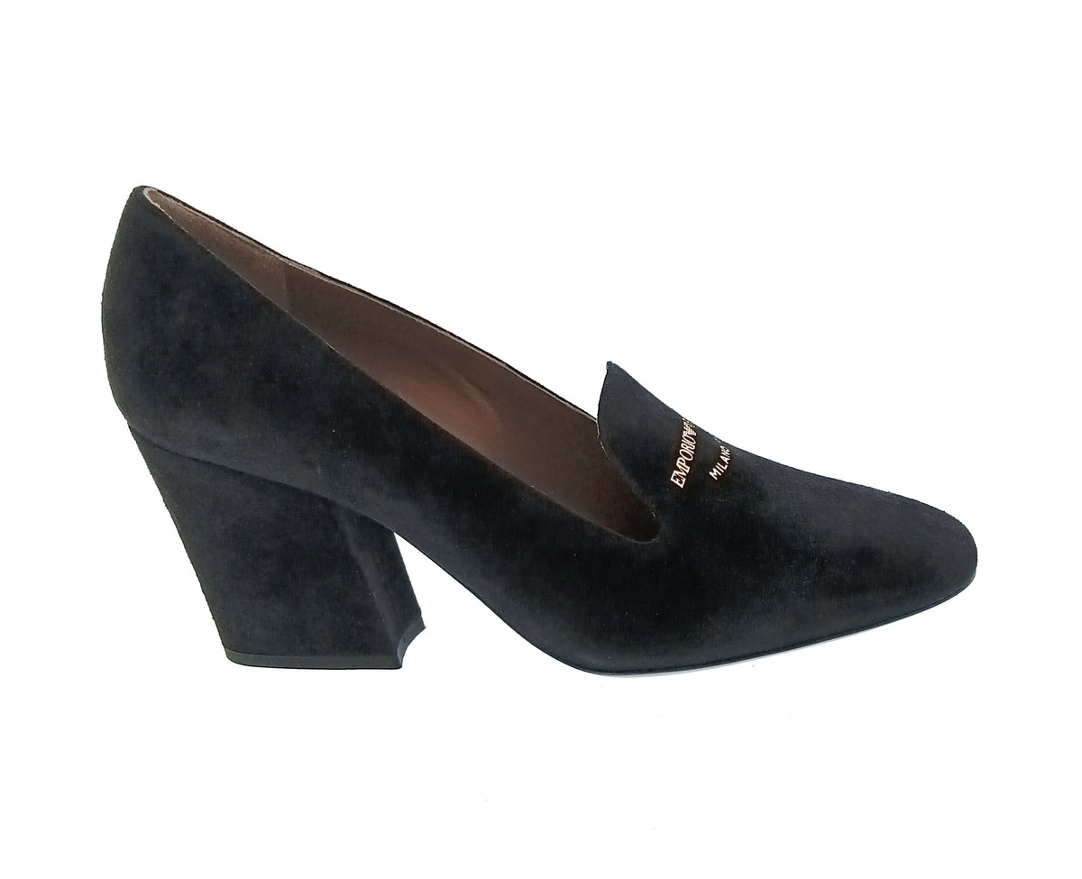 Emporio Armani Emporio Armani Women's Black Suede Block-Heel Pumps-6.5