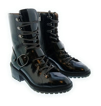 Emporio Armani Emporio Armani Women's Black Patent Combat Boots-7.5