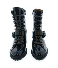 Emporio Armani Emporio Armani Women's Black Patent Combat Boots-7.5