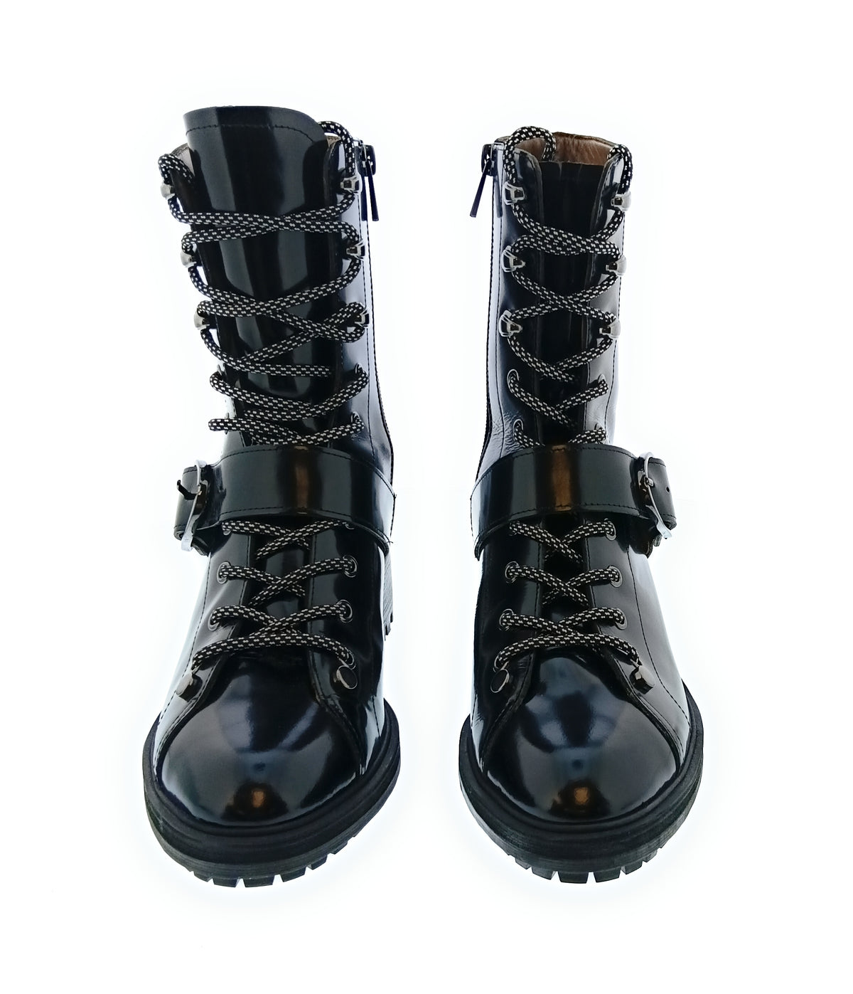 Emporio Armani Emporio Armani Women's Black Patent Combat Boots-7.5