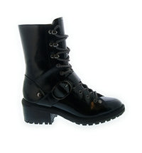 Emporio Armani Emporio Armani Women's Black Patent Combat Boots-7.5