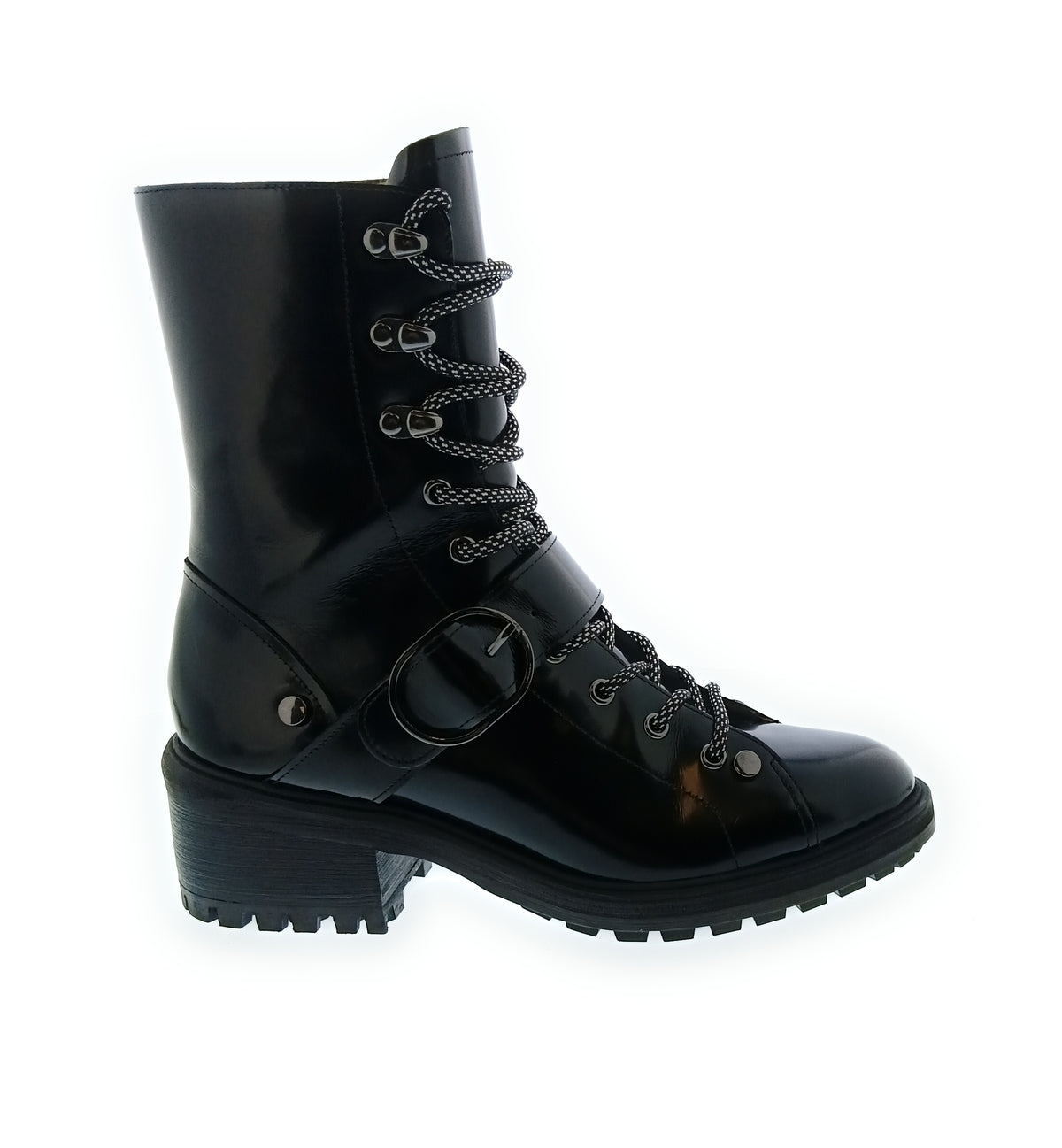 Emporio Armani Emporio Armani Women's Black Patent Combat Boots-7.5