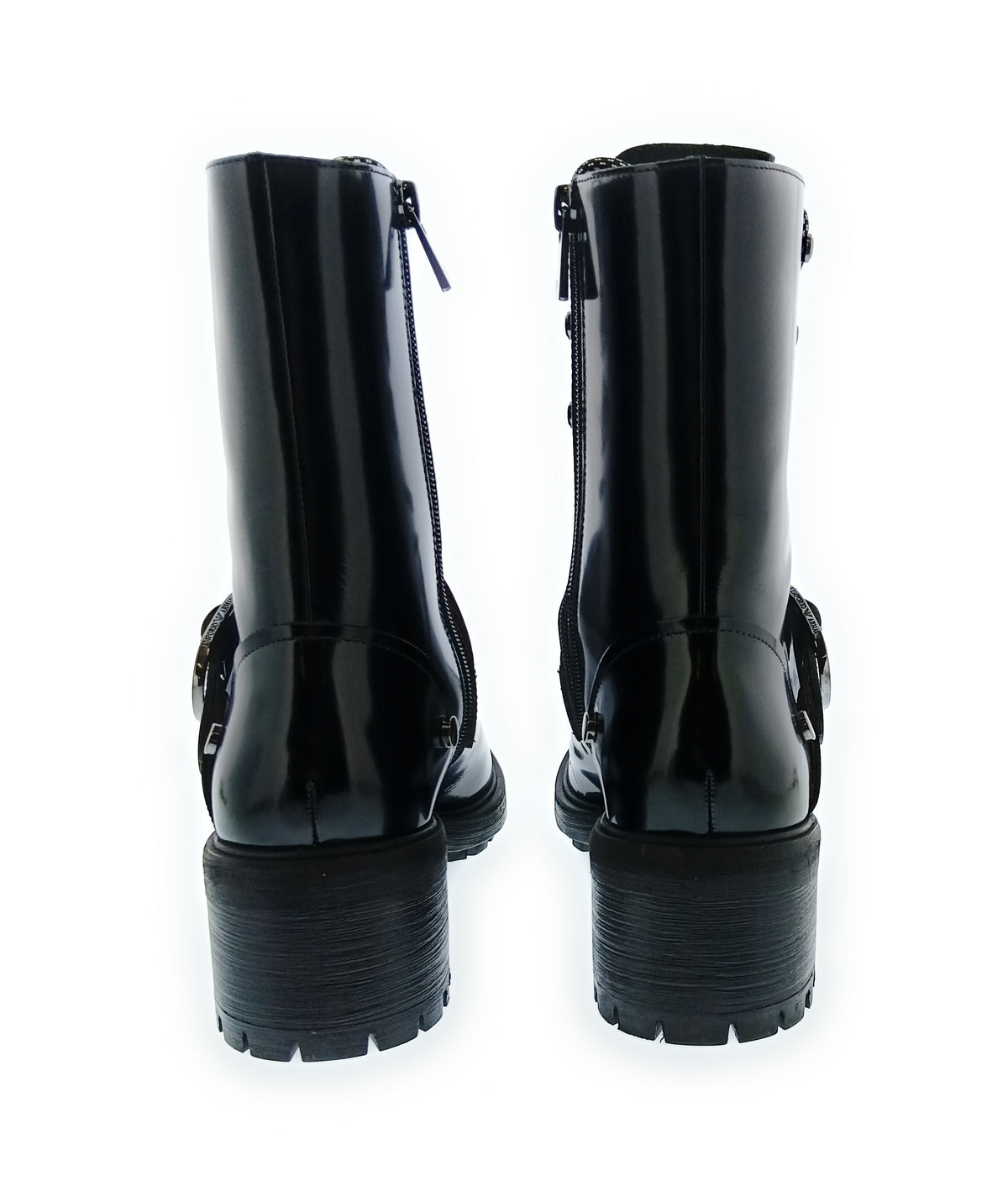 Emporio Armani Emporio Armani Women's Black Patent Combat Boots-7.5