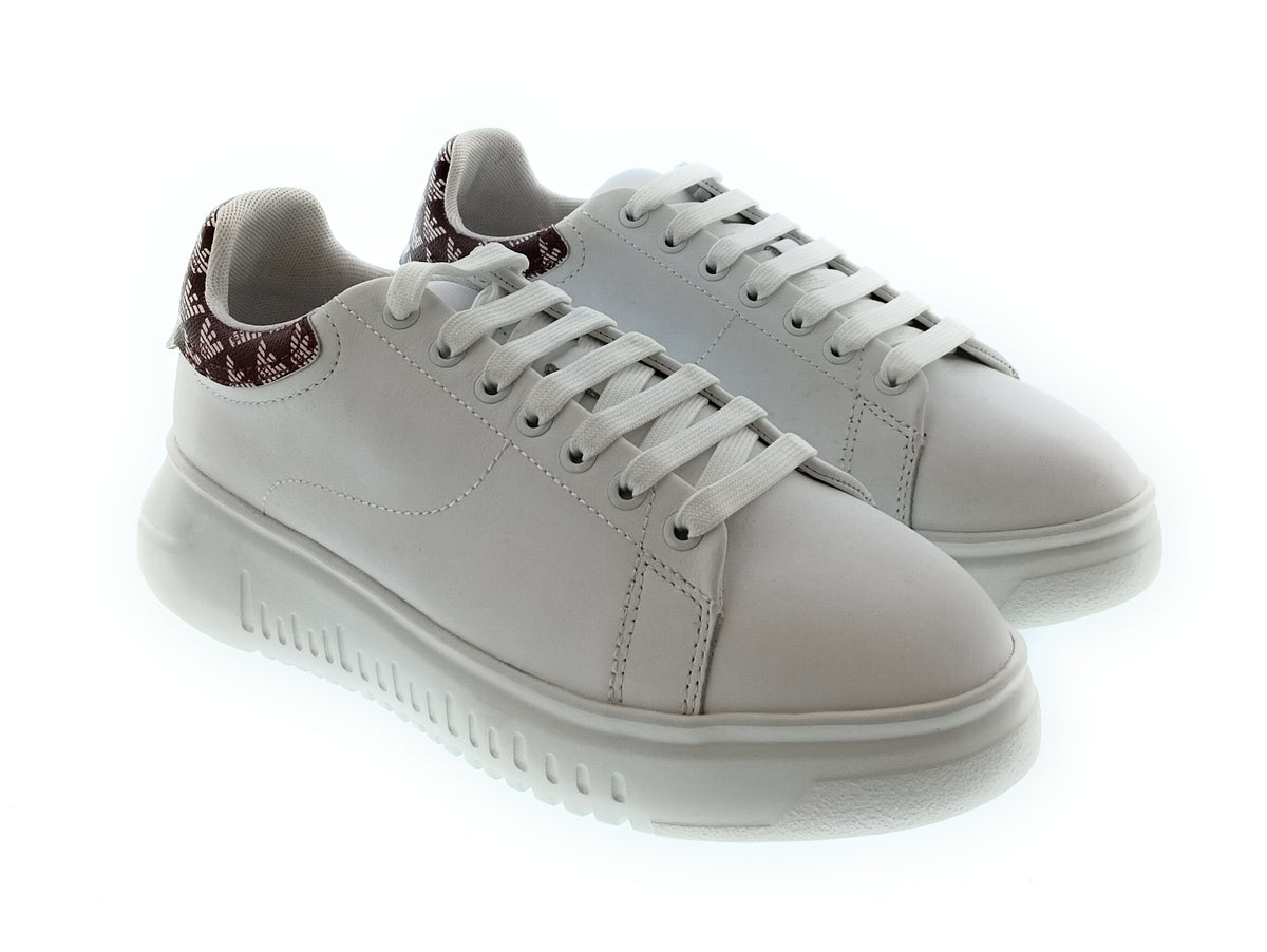 Emporio Armani Emporio Armani Women's White Leather Low-Top Sneakers-6.5