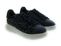Emporio Armani Emporio Armani Women's Black Allover-Logo Low-Top Sneakers-6.5