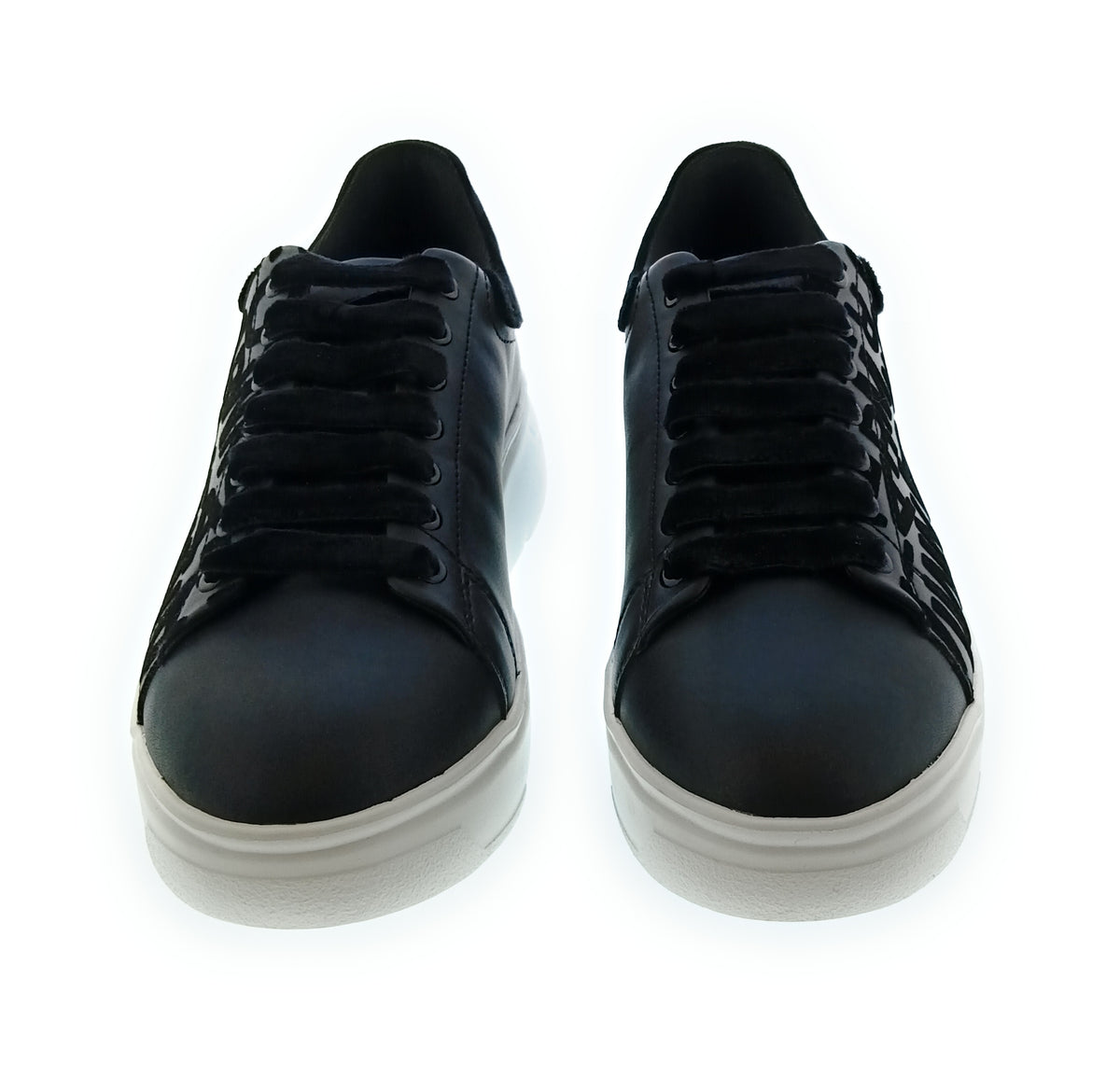 Emporio Armani Emporio Armani Women's Black Allover-Logo Low-Top Sneakers-6.5