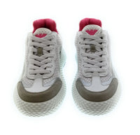 Emporio Armani Emporio Armani Women's White Grey Textured-Sole Sneakers-6.5