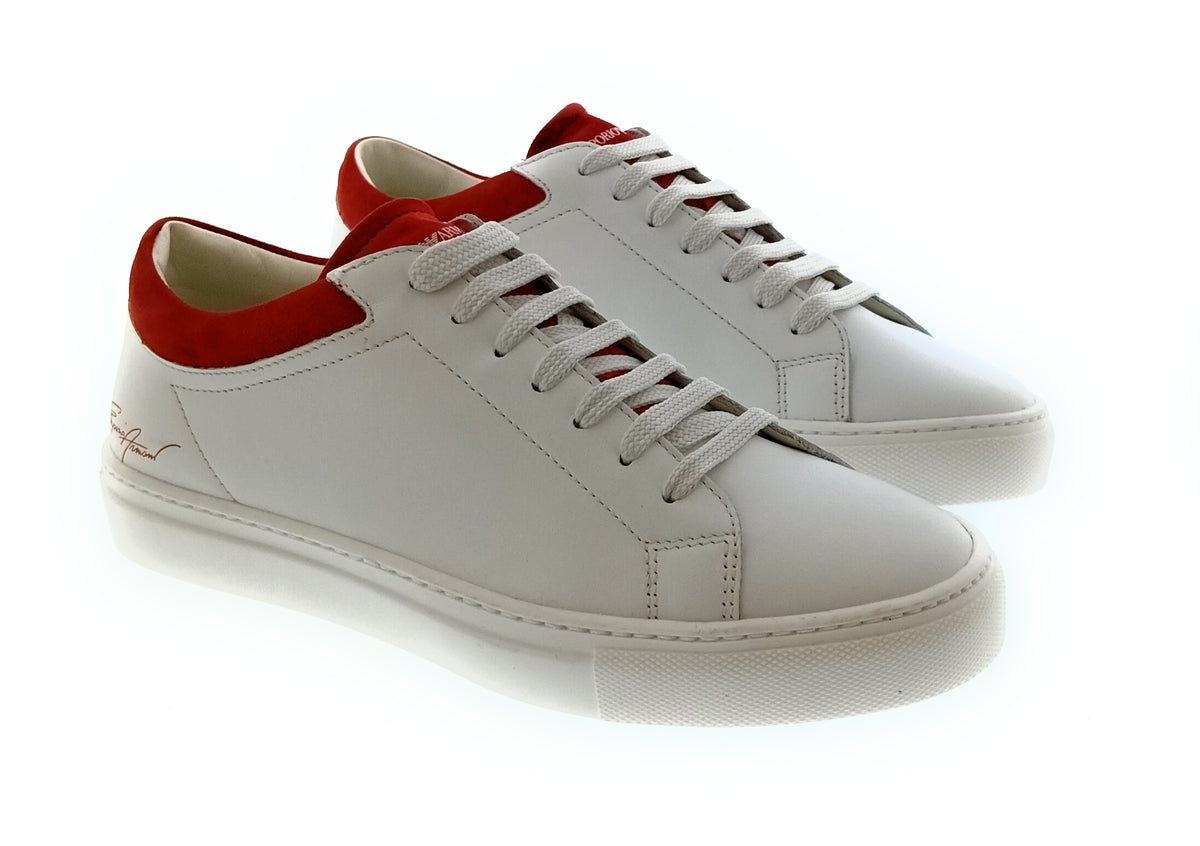 Emporio Armani Emporio Armani Women's White Red Signature Low-Top Sneakers-
